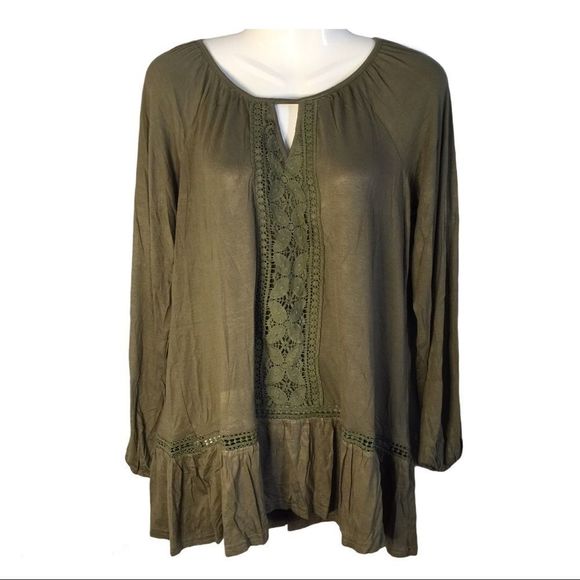 forgotten grace Tops - Forgotten Grace Crochet Trim Blouse